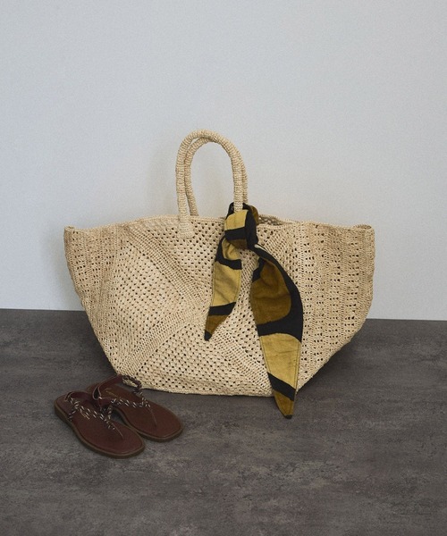 African Square（アフリカンスクエアー）】ラフィアパッチワーク編み