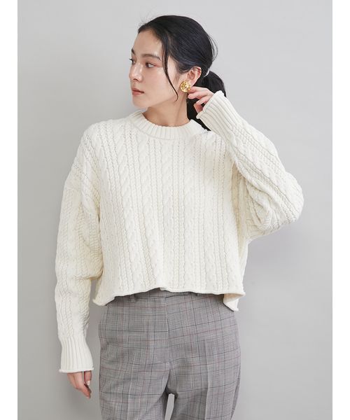 ショートヘムケーブルニット（ニット/セーター）｜Mila Owen（ミラ