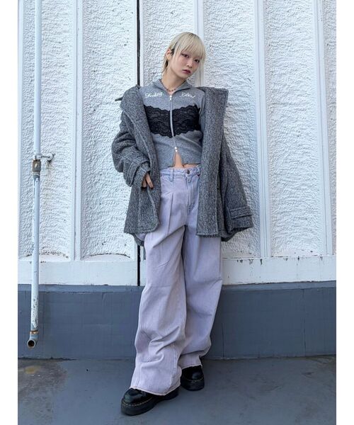 レースドッキングジップニット（ニット/セーター）｜jouetie