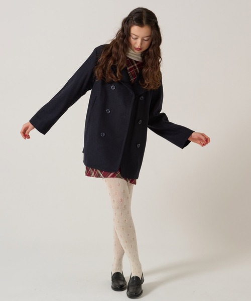 ハート刺繍 ウールミックス ピーコート TINA：JOJUN（ピーコート