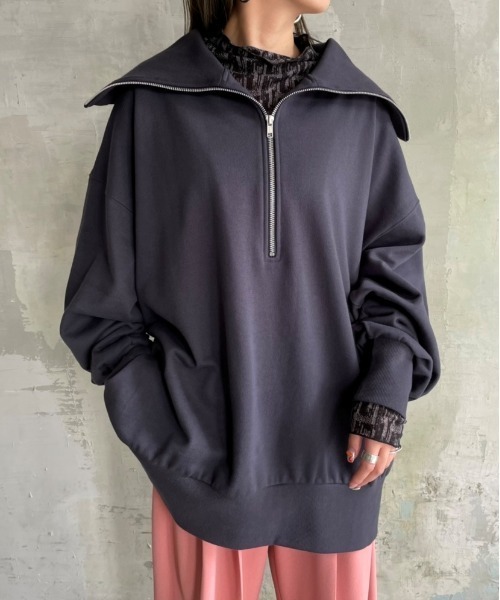 JEANASIS（ジーナシス）の「ハーフZIPウラケBIGプルオーバー/167060