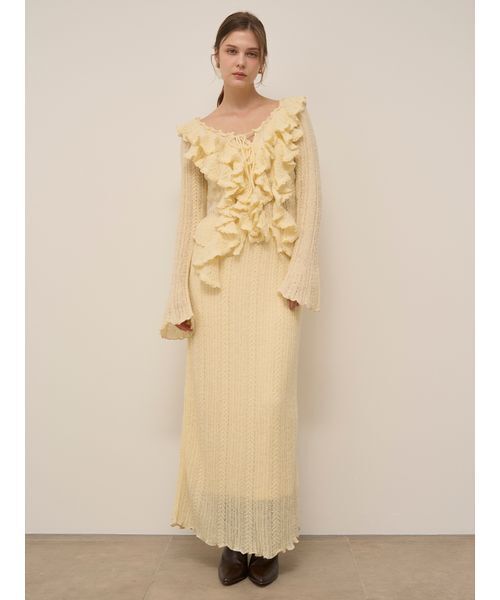 セール】ラッフルデザインニットプルオーバー（ニット/セーター