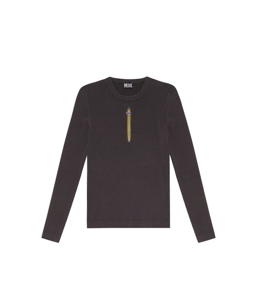 DIESEL（ディーゼル）の「メンズ ニット リブ ジップデザイン（ニット