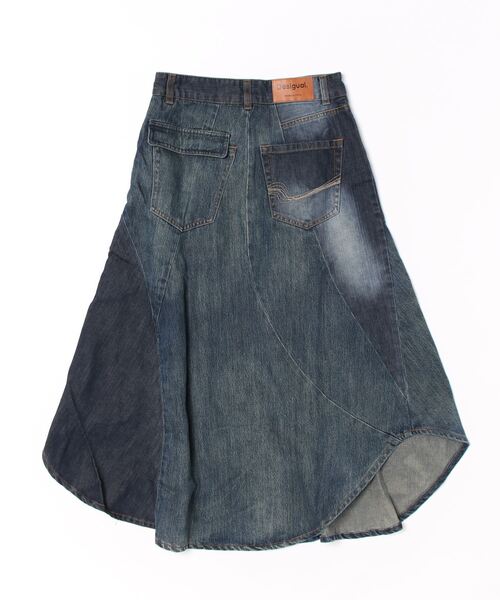 パッチワークデニム アシンメトリースカート（デニムスカート