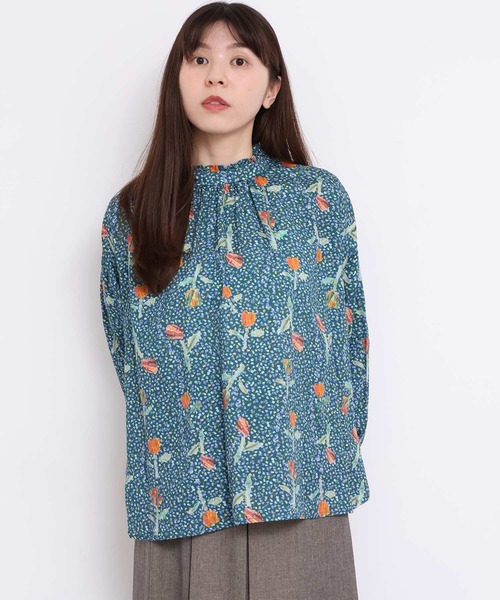 ちぎり絵のチューリッププリントブラウス（シャツ/ブラウス）｜l