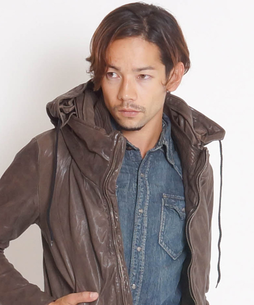 goa（ゴア）の「ゴートレザークロゼットフードジャケット（ライダース