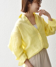 シャツ/ブラウス（イエロー/黄色系・リネン・麻）ファッション通販