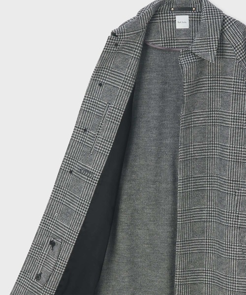 ウールニット グレンチェック ステンカラーコート / 253127 793XU
