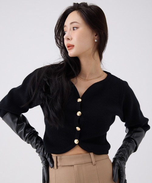セール】Heart neck ウールカシミヤカーディガン（カーディガン/ボレロ