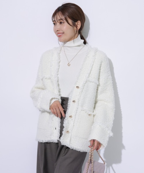 Apuweiser-riche フリンジツイードニットジャケット 【公式通販】