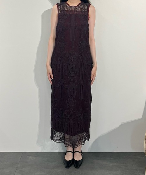 セール】ケミカルレースジッパードレス / chemical lace zipper dress