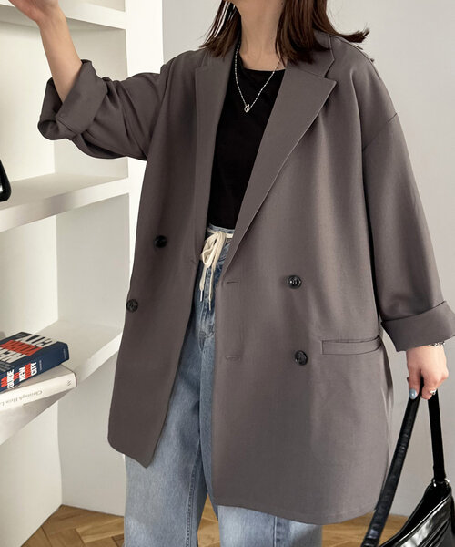 WEB限定/ユニセックス】Wブレストオーバージャケット（テーラード