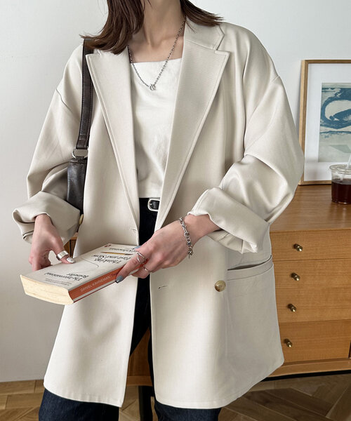 WEB限定/ユニセックス】Wブレストオーバージャケット（テーラード