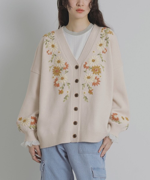 花柄手刺繍ニットカーディガン』（カーディガン/ボレロ）｜somari