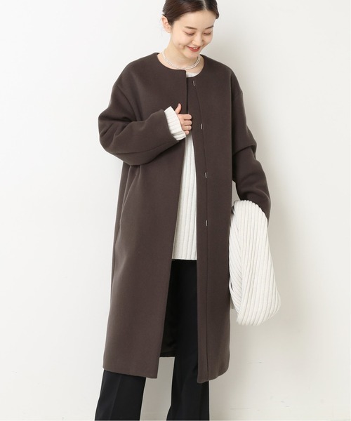 IENA（イエナ）の「ダブルビーバーノーカラーロングコート◇（その他