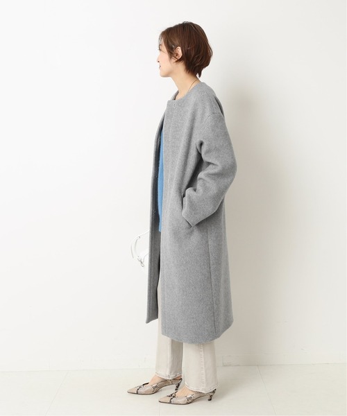 IENA（イエナ）の「ダブルビーバーノーカラーロングコート◇（その他