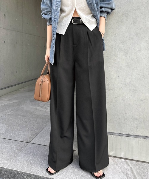 セール】タックスラックスワイドパンツ（スラックス）｜andme