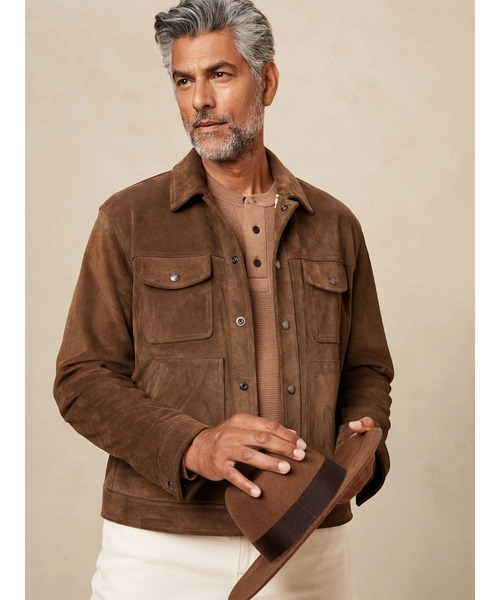 スエード タッカージャケット（その他アウター）｜BANANA REPUBLIC