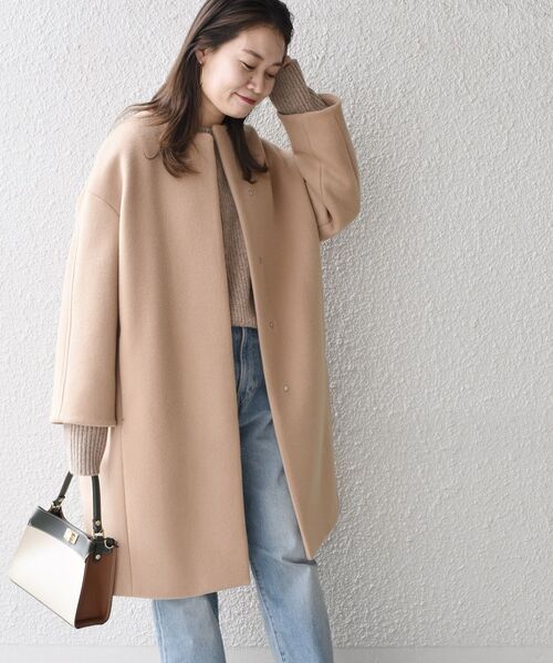 SHIPS（シップス）の「SUPER140 コクーンノーカラーコート◇（ノー