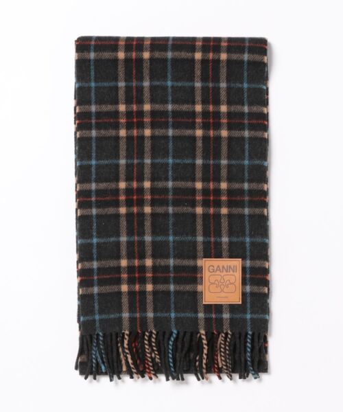 GANNI(ガニー)】Double Face Wool check Scarf（マフラー）｜ADAM ET