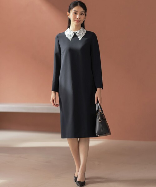 コンフォータブルドレープ レース襟ワンピース（ワンピース）｜組曲