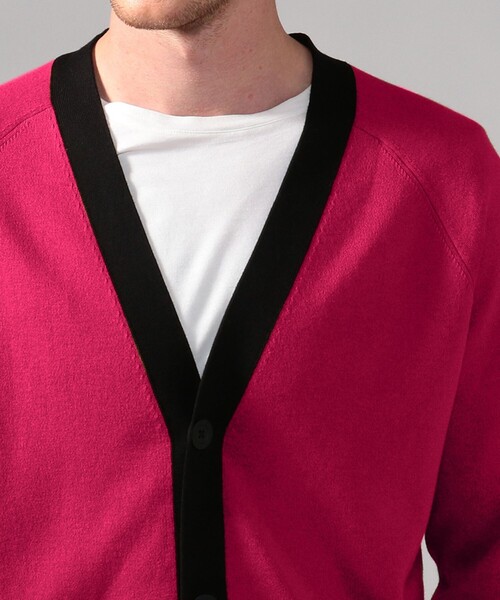 CABaN コットンカシミヤ バイカラーVネックカーディガン（カーディガン