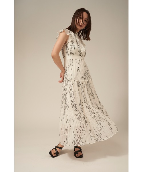 FRAY I.D（フレイアイディー）の「シフォンプリーツプリントワンピース