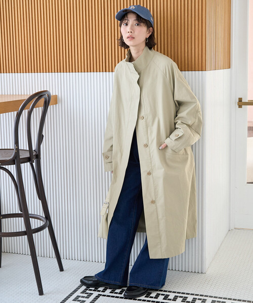 限定展開 スタンドカラー ロングコート（ステンカラーコート