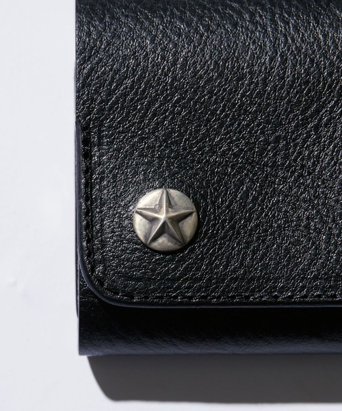 CALEE/キャリー SILVER STAR CONCHO FLAP LEATHER HALF WALLET