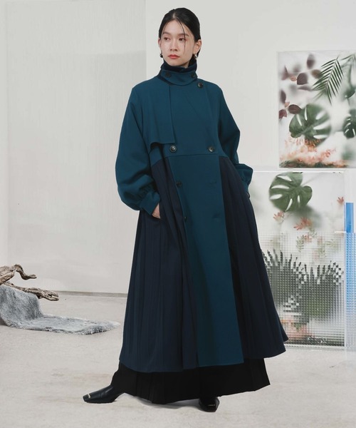 HARE（ハレ）の「バイカラープリーツコート(HARE)（チェスターコート