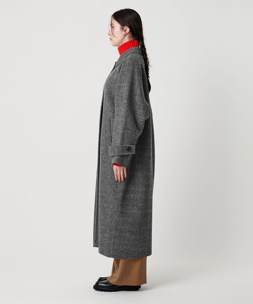 セール】リバー ステンカラー ロングコート/ヘリンボーン（ステン