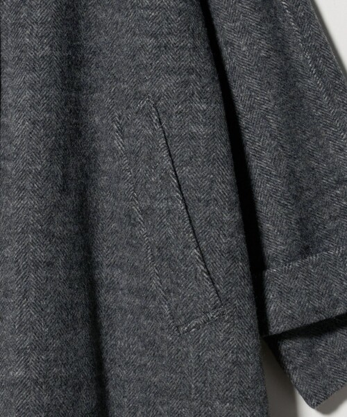 セール】リバー ステンカラー ロングコート/ヘリンボーン（ステン
