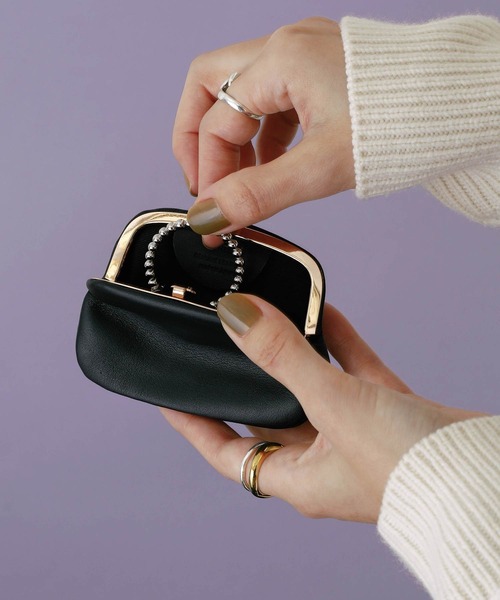 レザーがま口ポーチ ミニ 財布 小銭入れ 本革 口金 S（コインケース