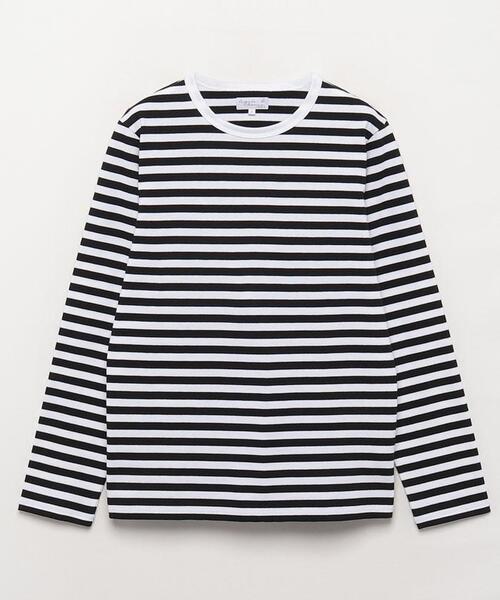 メンズ 細ボーダー コットン 長袖 Tシャツ 'Coulos'（Tシャツ