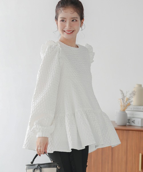 セール】【ZOZO限定商品】ダイヤジャガードティアードトップス（シャツ