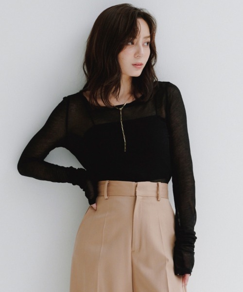 シアーロングスリーブT シャツ（Tシャツ/カットソー）｜anuans（ア