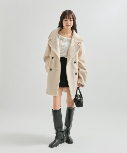 セール】ウール混 シャギーミドルコート（その他アウター）｜mystic