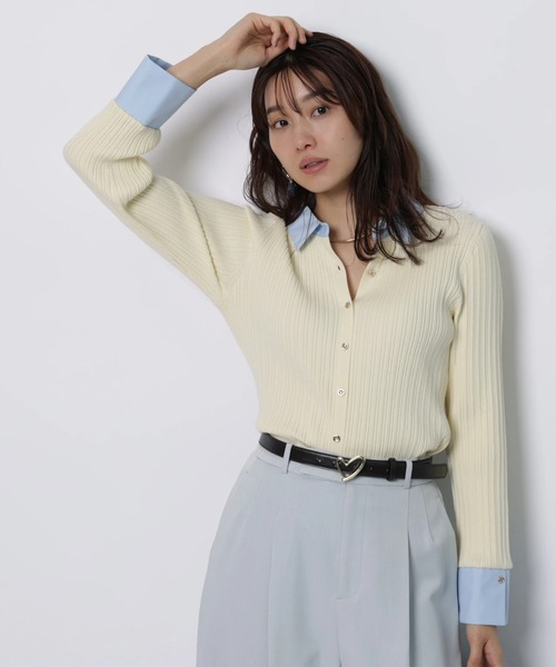 配色シャツカラー長袖ニット（ニット/セーター）｜JUSGLITTY（ジャス