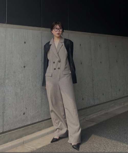 Ameri（アメリ）の「MINI CHECK JACKET ROMPERS（つなぎ