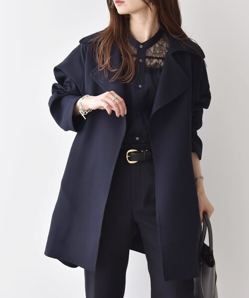 quaranciel:〈洗濯機可能〉ダブルクロス ハーフ トレンチ ジャケット