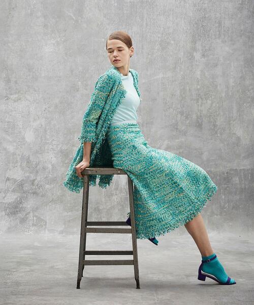 Drawer（ドゥロワー）の「Drawer 12Gミックスフリンジニットスカート