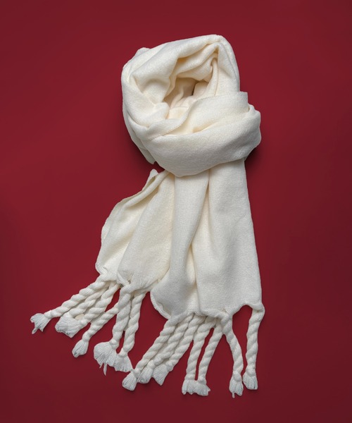 セール】Z-2-SP 10C8 三つ編み フリンジ ボリューム マフラー 大判