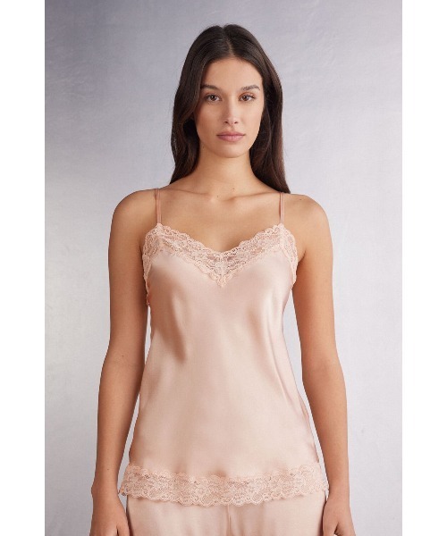 レース＆シルク キャミソール トップ（インナーウェア/肌着