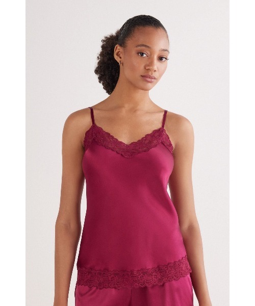 レース＆シルク キャミソール トップ（インナーウェア/肌着