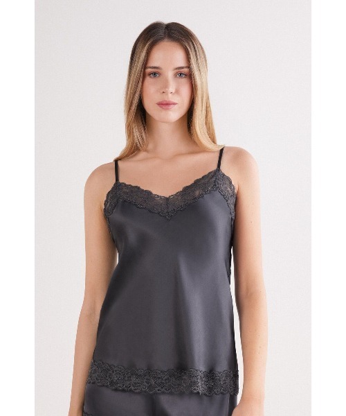 レース＆シルク キャミソール トップ（インナーウェア/肌着