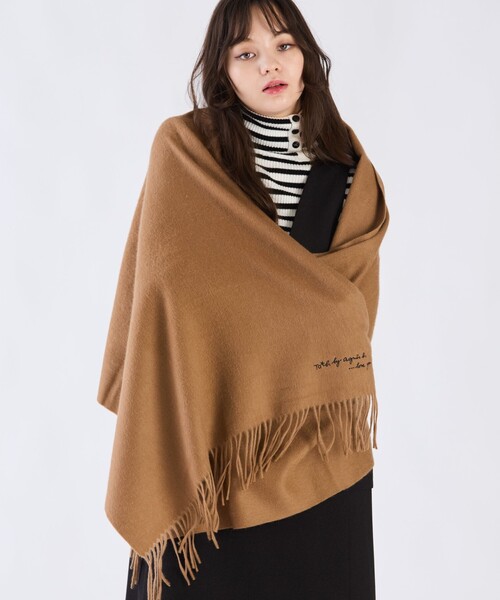 ロゴ刺繍 ウール カシミア マフラー（マフラー）｜To b. by agnes b