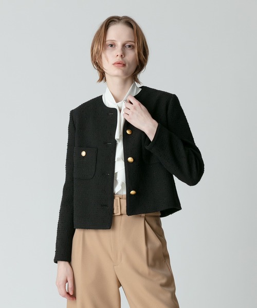 allureville（アルアバイル）の「ツイードノーカラージャケット（ノー