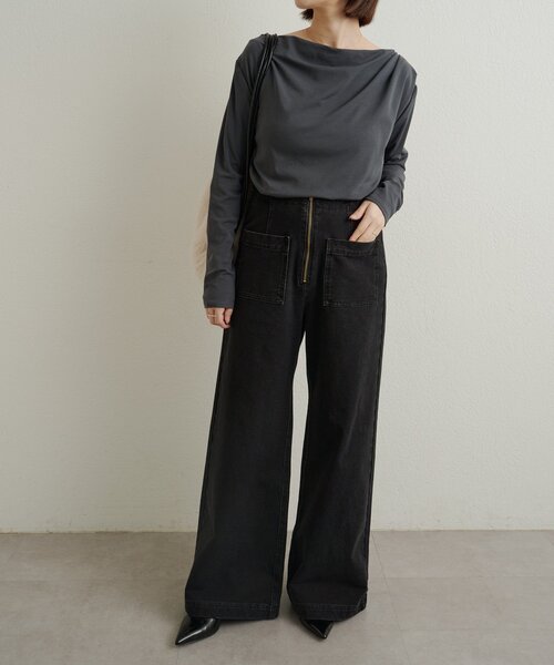 スウェットデニムフレアパンツ（デニムパンツ）｜Omekashi（オメカシ