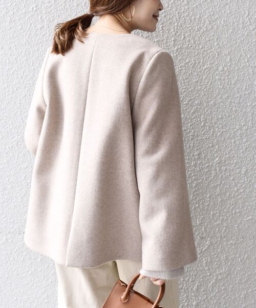 SHIPS（シップス）の「SUPER140ノーカラーショートコート（ノーカラー