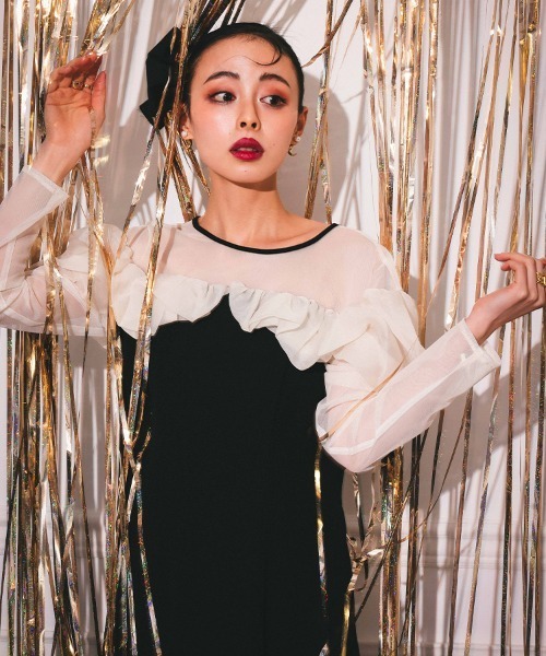 セール】【ANDRESD】frills flare dress ドレス 結婚式 成人式 同窓会